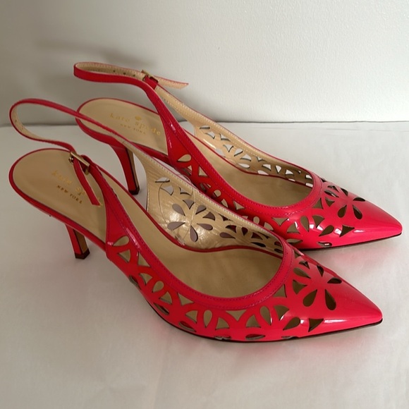 Kate Spade Jacey Powder Patent Leather Pink Slingback Heels - Picture 3 of 13